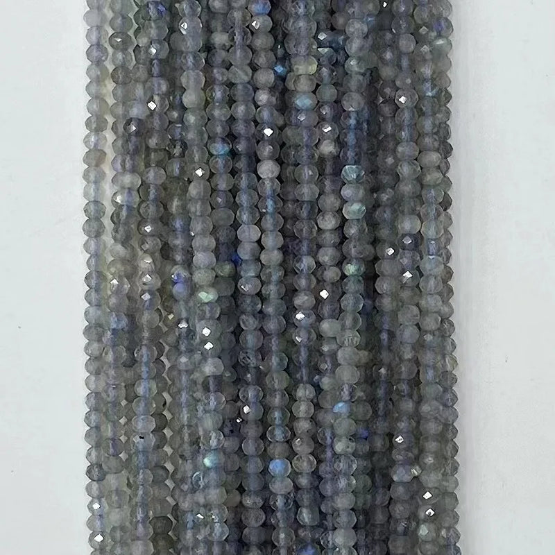 Natural Labradorite Roundel Faceted Beads for Jewelry Making