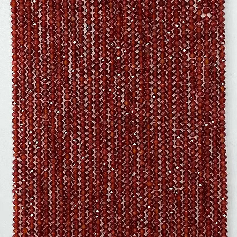 Natural Red Agate Roundel Faceted Beads for Jewelry Making