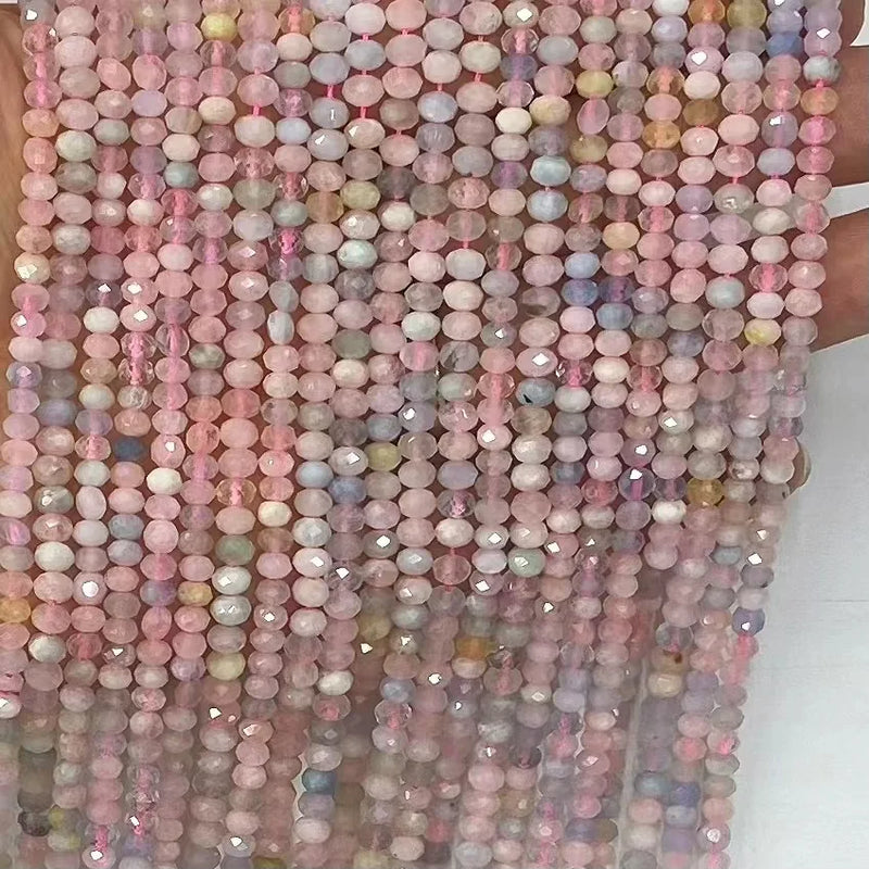 Morganite Roundel Faceted Beads 2mmx3mm, 3mmx4mm