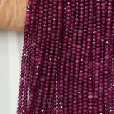 Natural Ruby Roundel Faceted Beads 2mmx3mm,3mmx4mm for Jewelry Making
