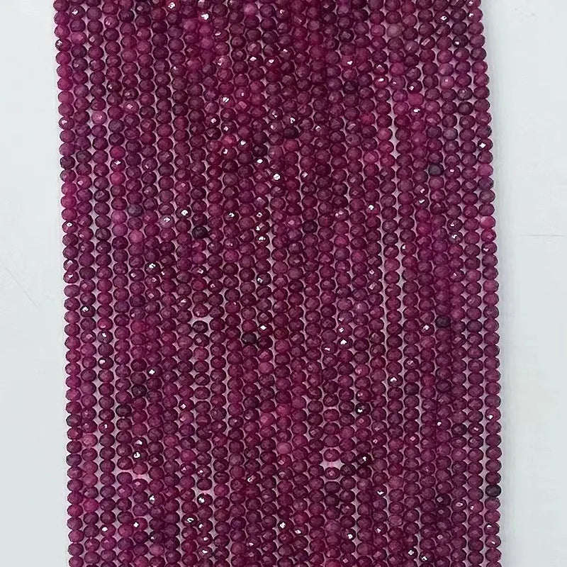 Natural Ruby Roundel Faceted Beads 2mmx3mm,3mmx4mm for Jewelry Making