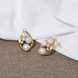 Freshwater Pearl Zircon Stud Earrings 14KGPI