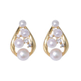 Freshwater Pearl Zircon Stud Earrings 14KGPI