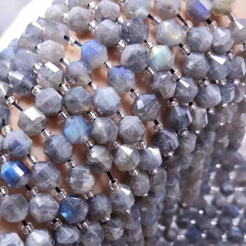 Labradorite Round Faceted Lantern Beads DIY Jewelry Accesorie