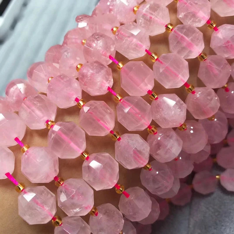 Rose Quartz 11x12mm Faceted Beads for DIY Jewelry
