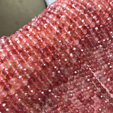 Natural Strawberry Quartz 4x5.5mm Faceted Roundel Beads
