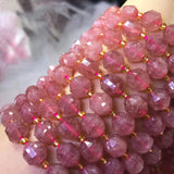 Strawberry Quartz 9x10mm Faceted Lantern Beads Jewelry DIY