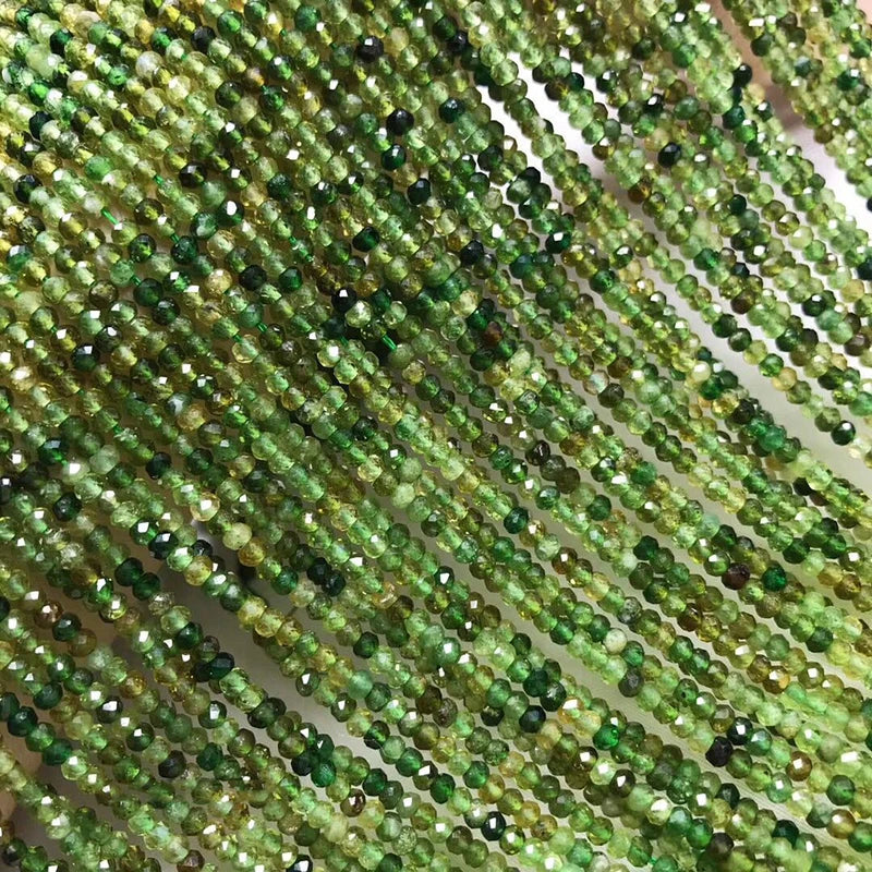 Natural Green Tourmaline 2x3mm Roundel Faceted Beads