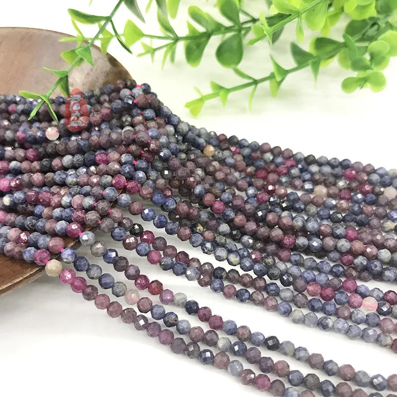 Natural Sapphire 2-4mm Faceted Round Loose Beads for DIY Jewelry