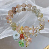 Multicolor/Golden Rutilated Quartz & Emerald Coin Bracelet