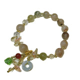 Multicolor/Golden Rutilated Quartz & Emerald Coin Bracelet