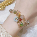 Multicolor/Golden Rutilated Quartz & Emerald Coin Bracelet