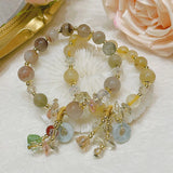 Multicolor/Golden Rutilated Quartz & Emerald Coin Bracelet