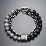 Men's Gemstone and Metal Chain Bracelet, Unique Design