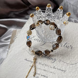 Smoky Quartz Nugget Beads Bracelet 10X13mm 14kgp