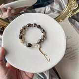Smoky Quartz Nugget Beads Bracelet 10X13mm 14kgp