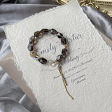 Smoky Quartz Nugget Beads Bracelet 10X13mm 14kgp