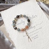 Gray Orange Moonstone Smoky Quartz Bracelet 14kgp