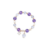 Amethyst Crystal Beads Bracelet 14kgp