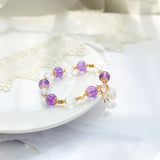 Amethyst Crystal Beads Bracelet 14kgp
