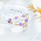 Amethyst Crystal Beads Bracelet 14kgp