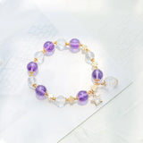 Amethyst Crystal Beads Bracelet 14kgp