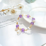 Amethyst Crystal Beads Bracelet 14kgp