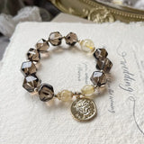 Smoky Quartz and Rutilated Quartz Bead Bracelet