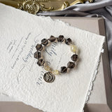 Smoky Quartz and Rutilated Quartz Bead Bracelet