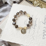 Smoky Quartz and Rutilated Quartz Bead Bracelet