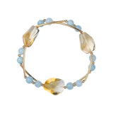 Baroque Citrine and Aquamarine Bead Bracelet 14KGP