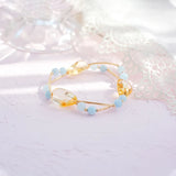 Baroque Citrine and Aquamarine Bead Bracelet 14KGP
