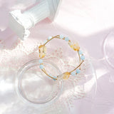 Baroque Citrine and Aquamarine Bead Bracelet 14KGP