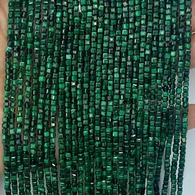 Malachite Square Faceted Beads for Jewelry Making