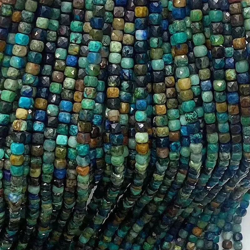 Natural Malachite Square Faceted Beads 2.5mmx2.5mm, 4mmx4mm, 3mmx3mm