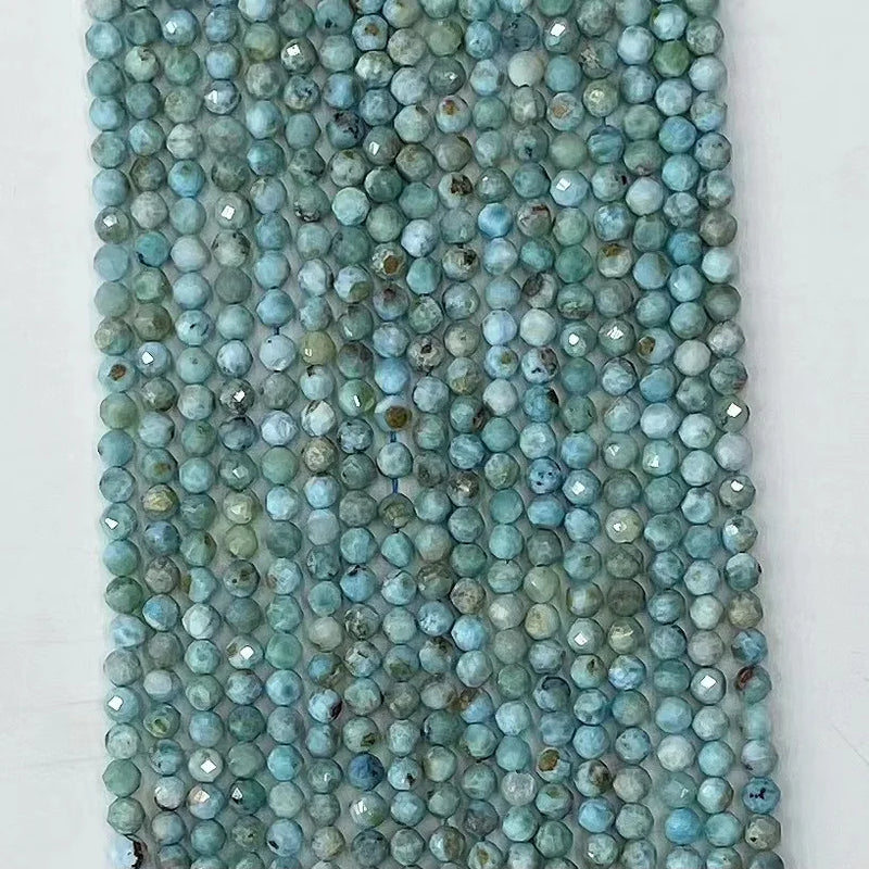 Natural Aquamarine Round Faceted Beads 2mm-4mm for Jewelry Making