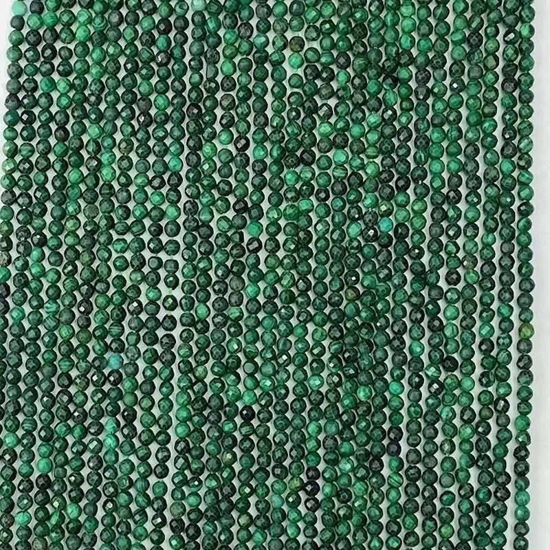 Malachite Faceted Round Beads 2mm-4mm for Jewelry Making