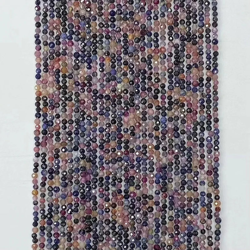 Natural 2mm 3mm 4mm Ruby & Sapphire Round Faceted Beads for Jewelry Making