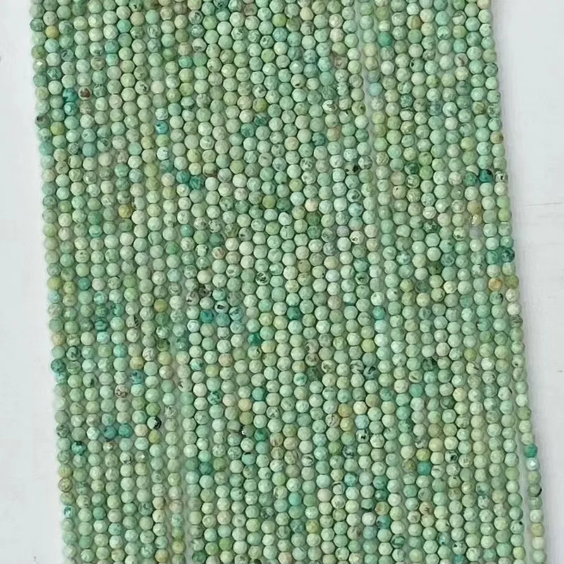 Natural Turquoise 2mm-4mm Raw Round Faceted Beads for Jewelry Making