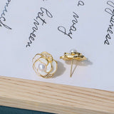 Round Freshwater Pearl Stud Earrings 14kgp & S925 Flower Design
