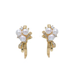 4-4.5mm Freshwater Pearl 14KGP Bougainvillea S925 Stud Earrings