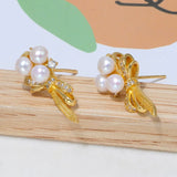 4-4.5mm Freshwater Pearl 14KGP Bougainvillea S925 Stud Earrings