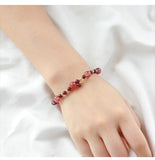 Garnet Strawberry Quartz Bead Bracelet 4.5mm 9mm 14kgp