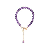 4.5mm Amethyst Beads Bracelet 14k Gold Plated