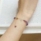 4.5mm Amethyst Beads Bracelet 14k Gold Plated