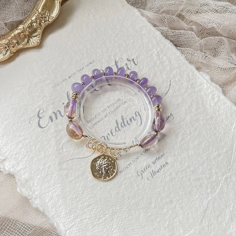 Natural Amethyst and Ametrine 14kgp Bracelet