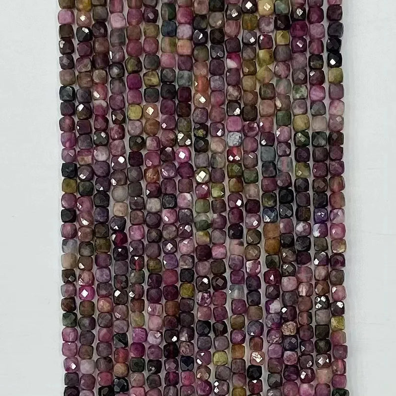 4mm Tourmaline Square Faceted Beads for Jewelry Making