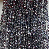 Natural Garnet Beads 4mm 6mm Round Flat Faceted for Jewelry Making