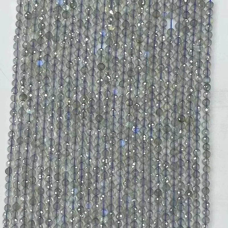 Labradorite Beads 4mm 6mm Round Flat Faceted for Jewelry Making