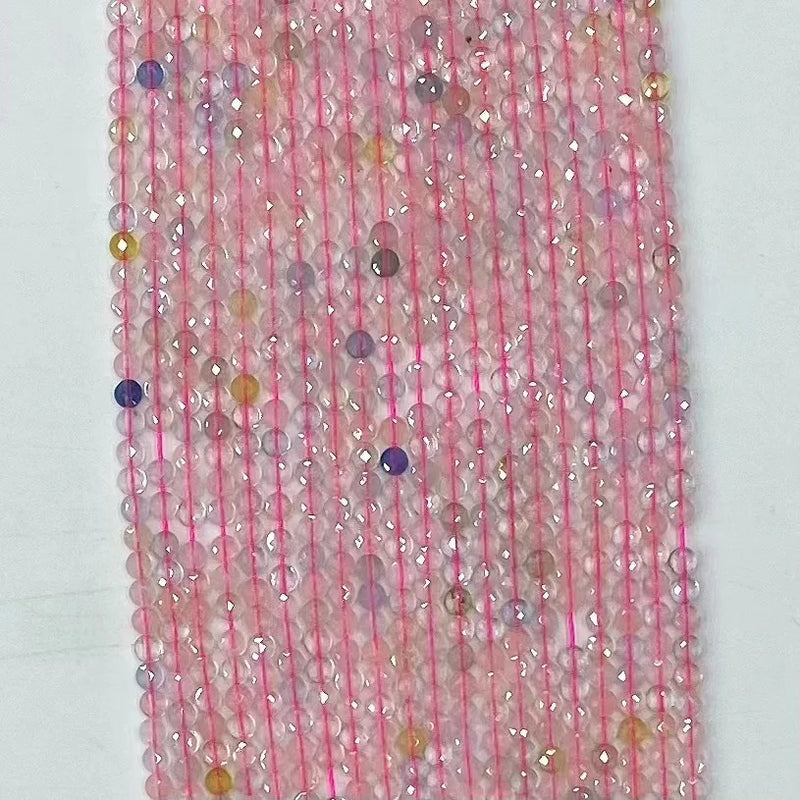 Faceted Morganite Beads 4mm 6mm Round Flat for Jewelry Making